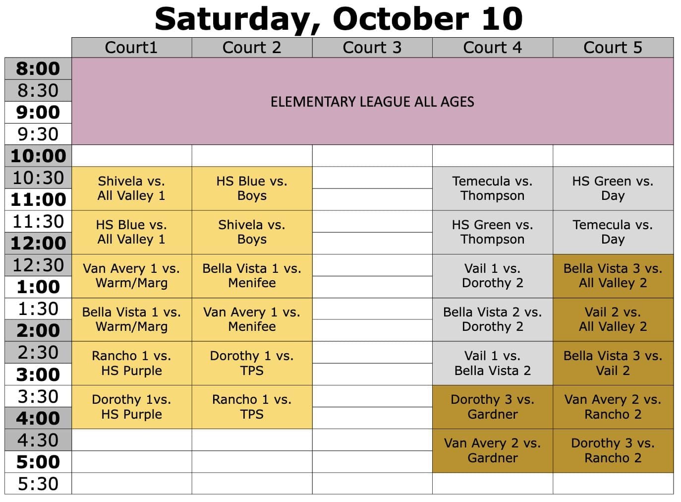 Court Schedule